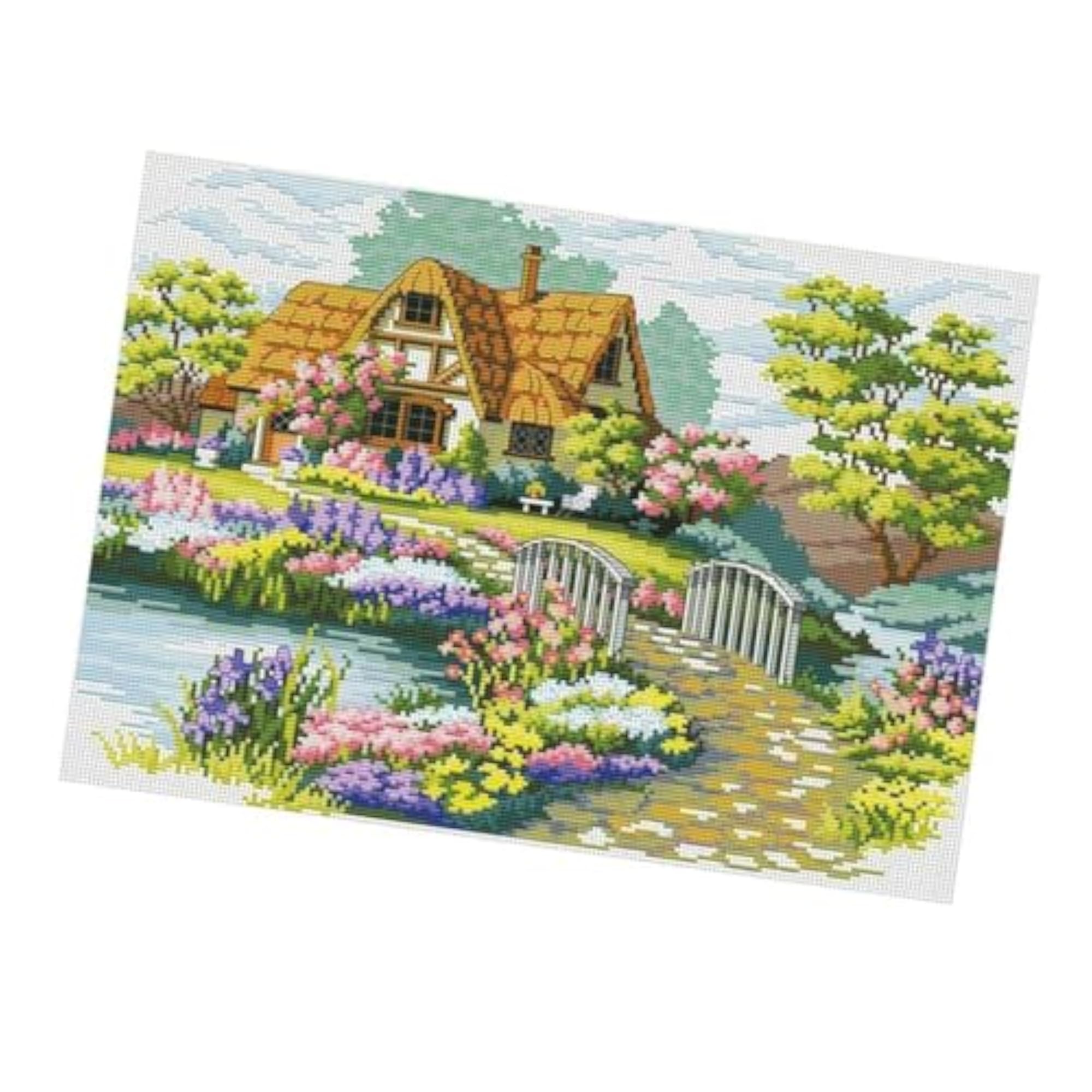 Garden Cottage Cross Stitch Kit, DIY Craft Gift